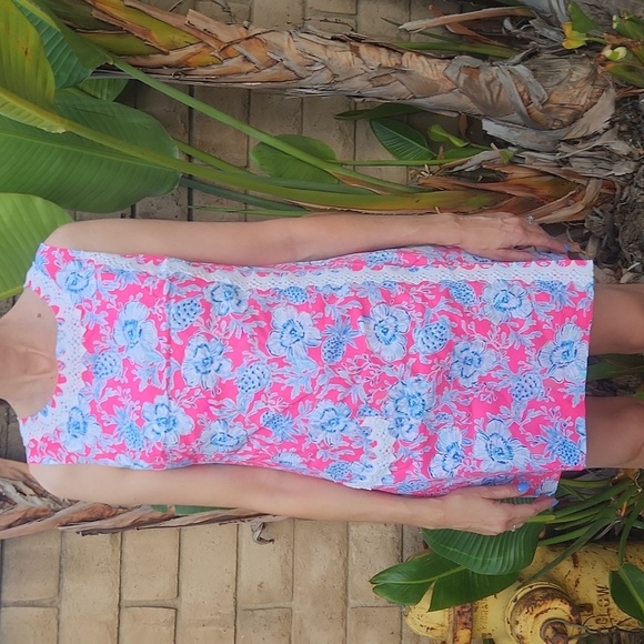 Lilly Pulitzer Ginge Shift Romper in Roxie Pink/Wave N Sea NWT Size 6 - Picture 6 of 16